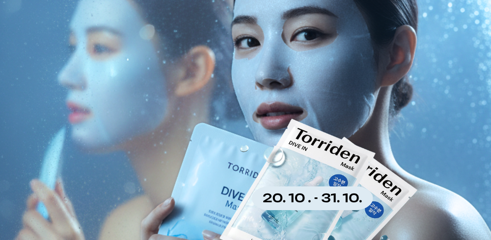 Halloween self-care akce Korean Concept – maska zdarma při nákupu nad 750 Kč – hydratuj pleť s Torriden Dive-In Hyaluronic Mask.